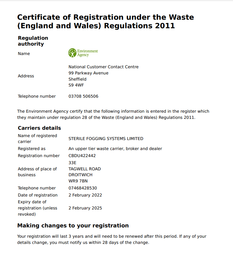 Waste Certification